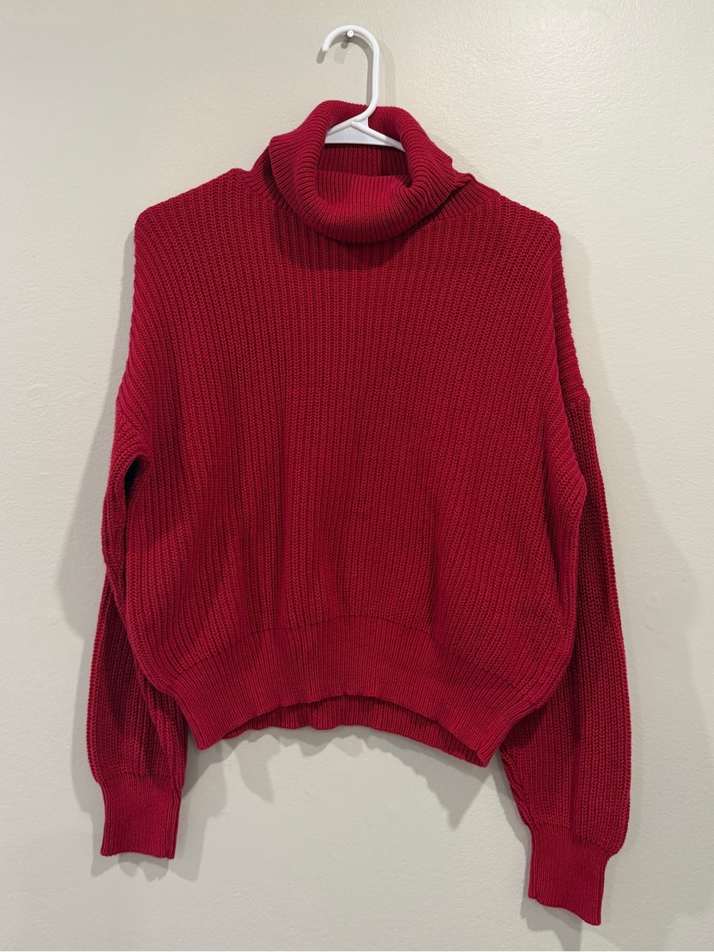 Ambiance Red Chunky Ribbed Turtleneck Sweater